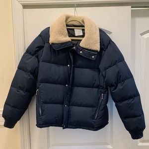 Sandro navy shearling puff jacket